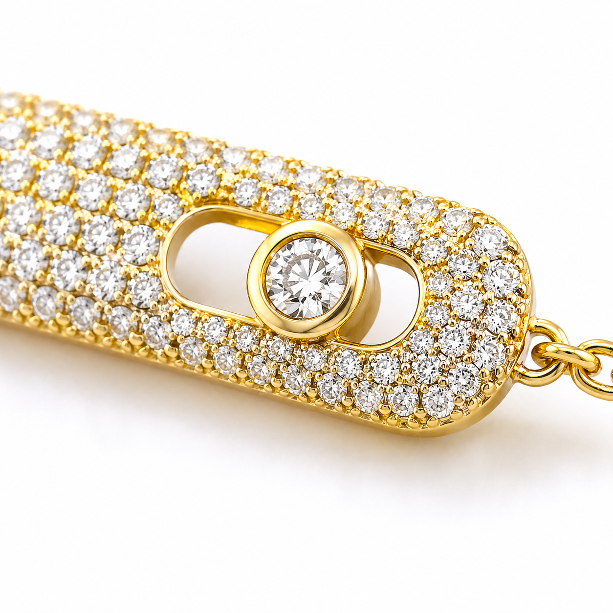 925 Sterling Silver Gold Color Plated Micro-Pavé Bar Bracelet with Floating Zircon
