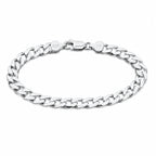 Le Figaro Curb Bracelet in 925 Italian Sterling Silver - product view showing lobster clasp and 925 hallmark