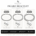 Le Figaro Curb Bracelet size guide - available in 6mm, 8mm and 9mm widths - 925 Italian Sterling Silver