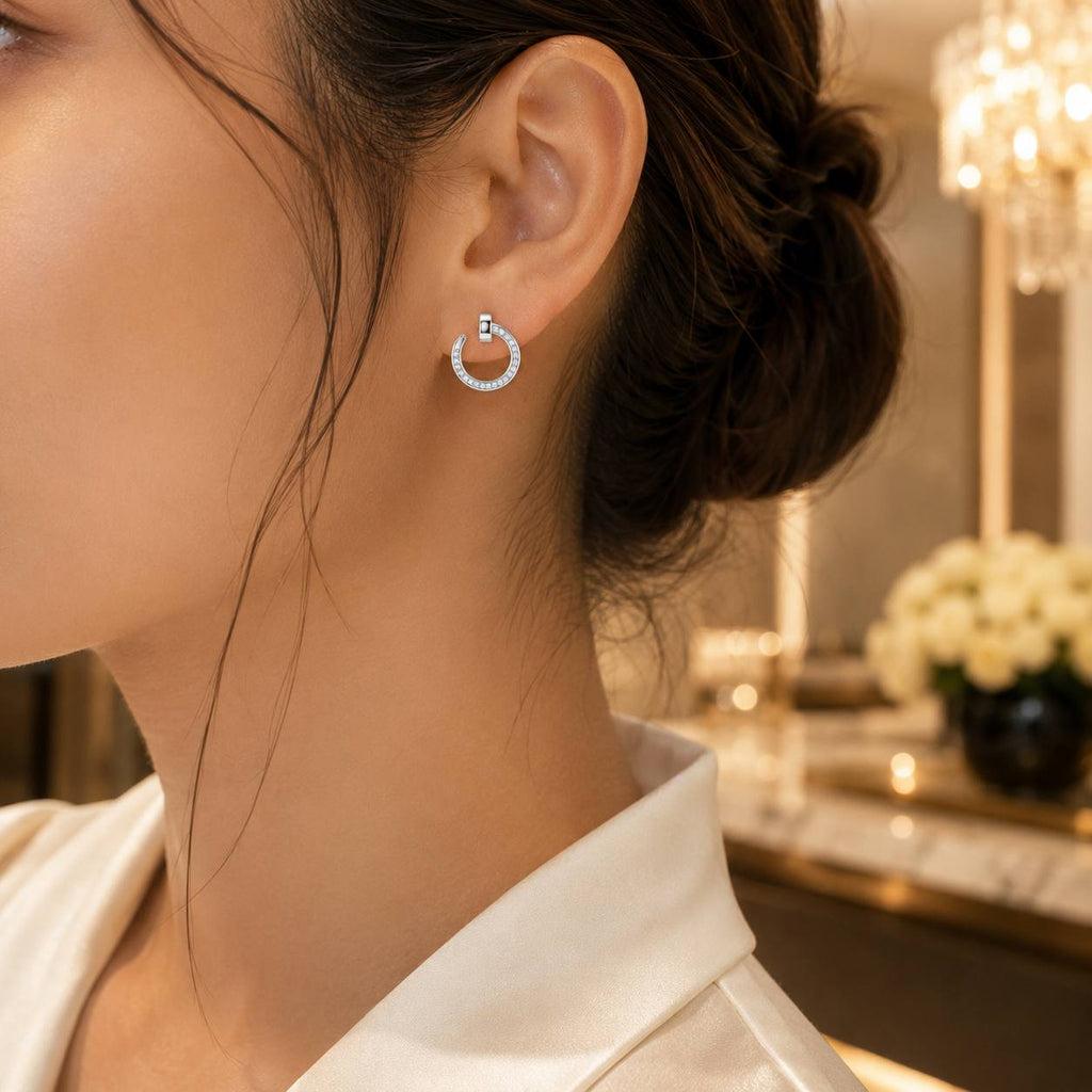 Lumina Arc Pave Earrings