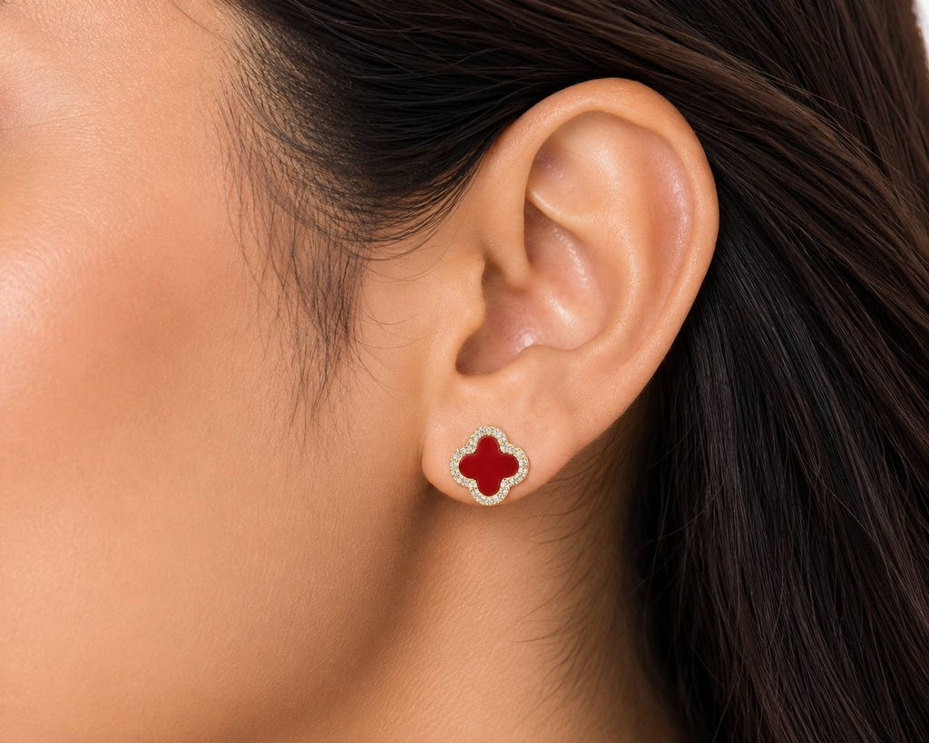 Gilded Clover Stud Earrings