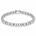 Men's 925 Italian sterling silver chevron Byzantine bracelet on white background, high-polish finish, Fine Silver KSA, 23cm