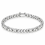Men's 925 Italian sterling silver chevron Byzantine bracelet on white background, high-polish finish, Fine Silver KSA, 23cm