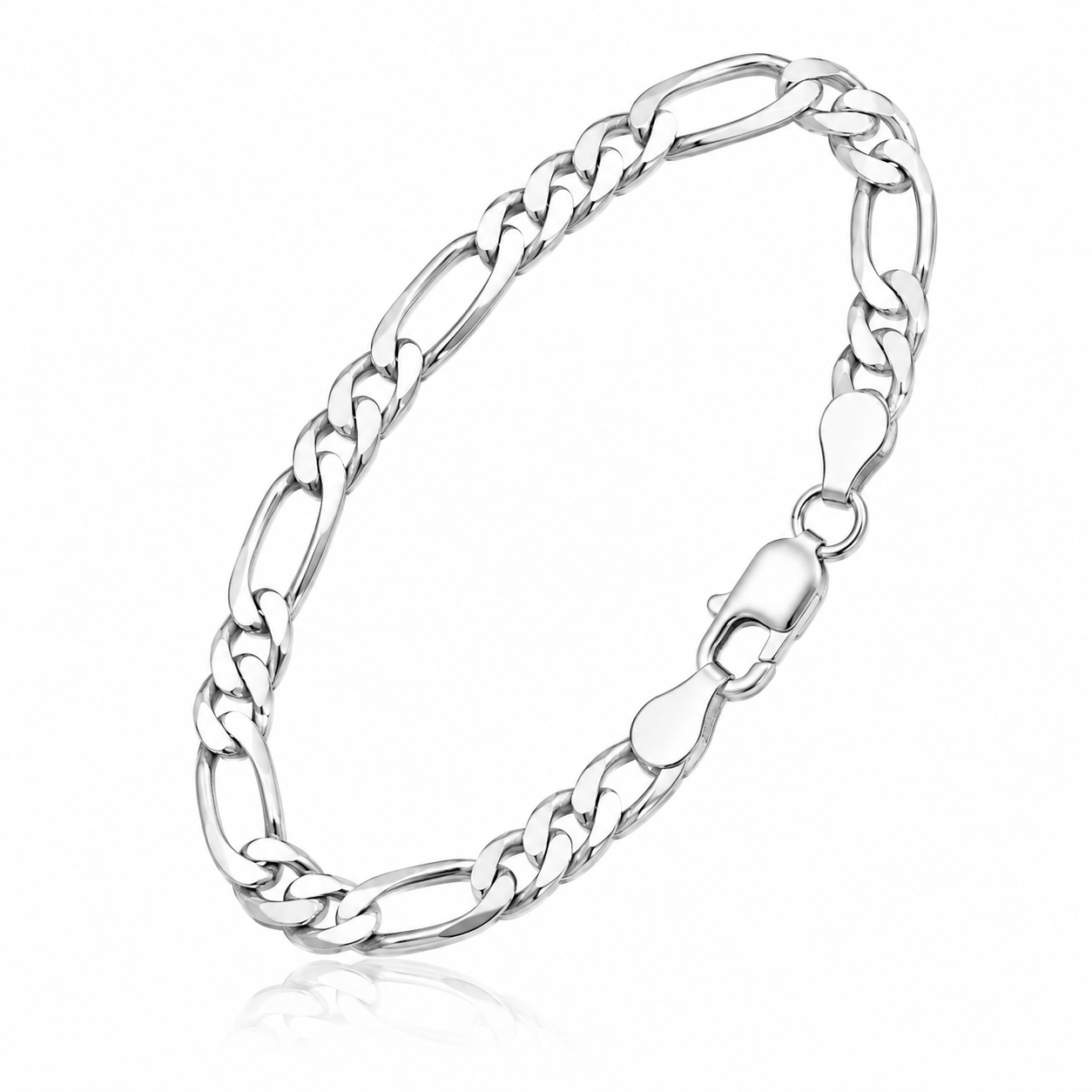 Silver chain bracelet on a white background