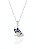 Evil Eye Butterfly Silver Necklace