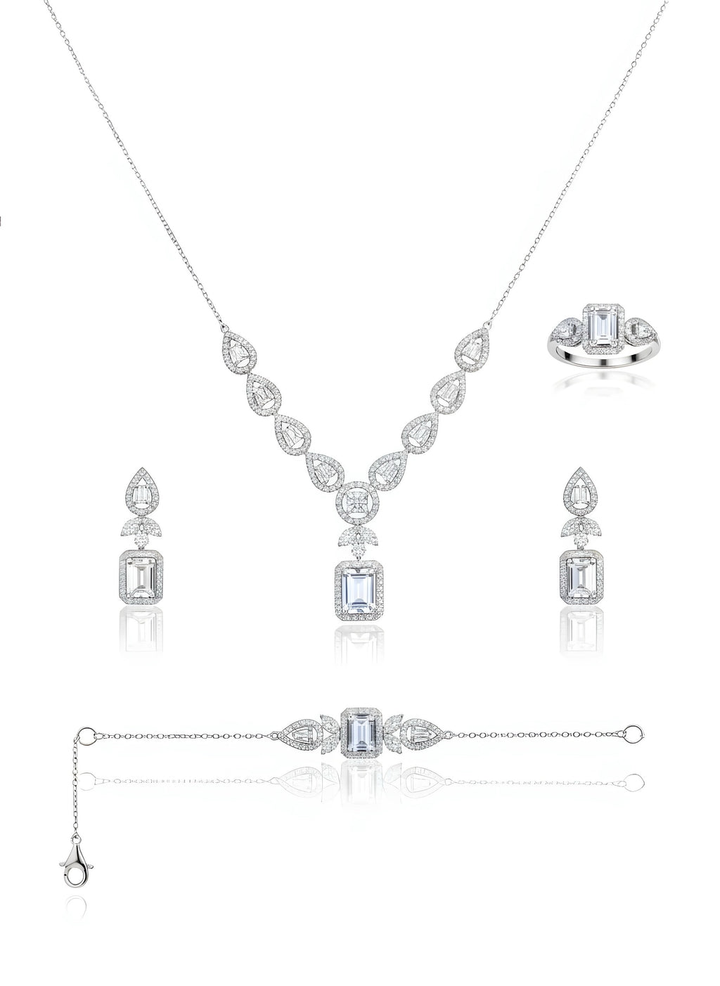 American Diamond Silver Jewelry Set