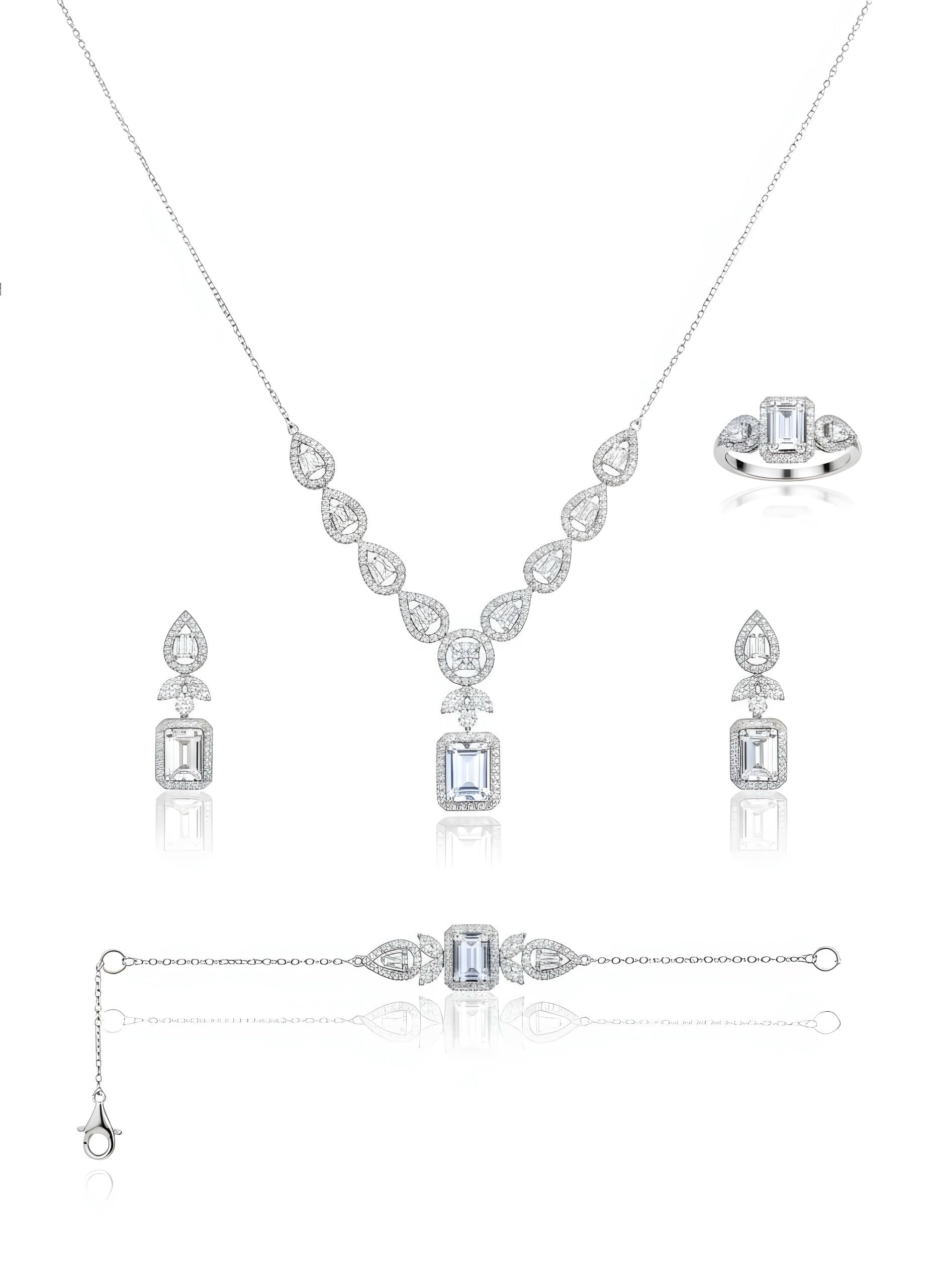 American Diamond Silver Jewelry Set