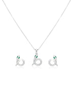 Italian 925 Silver Snake Jewelry Set with Green Eyes