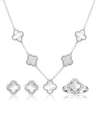 Italian 925 Silver Mother of Pearl Clover Jewelry Set