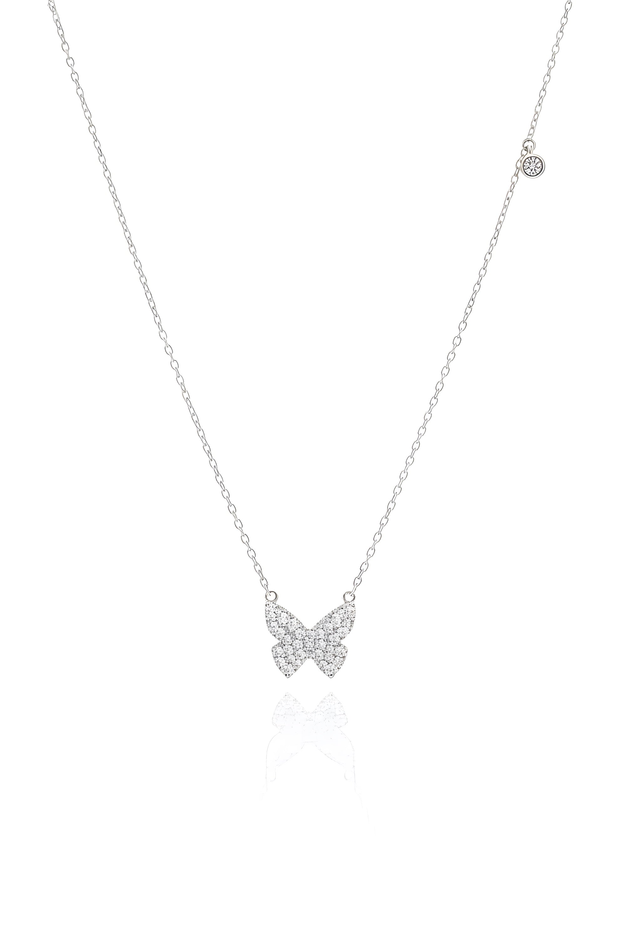 Silver Butterfly Pendant Necklace