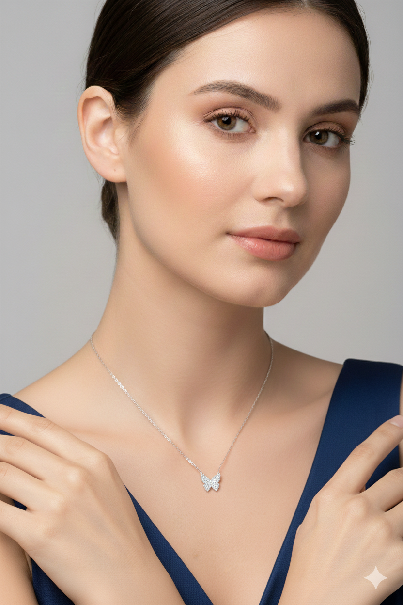 Silver Butterfly Pendant Necklace