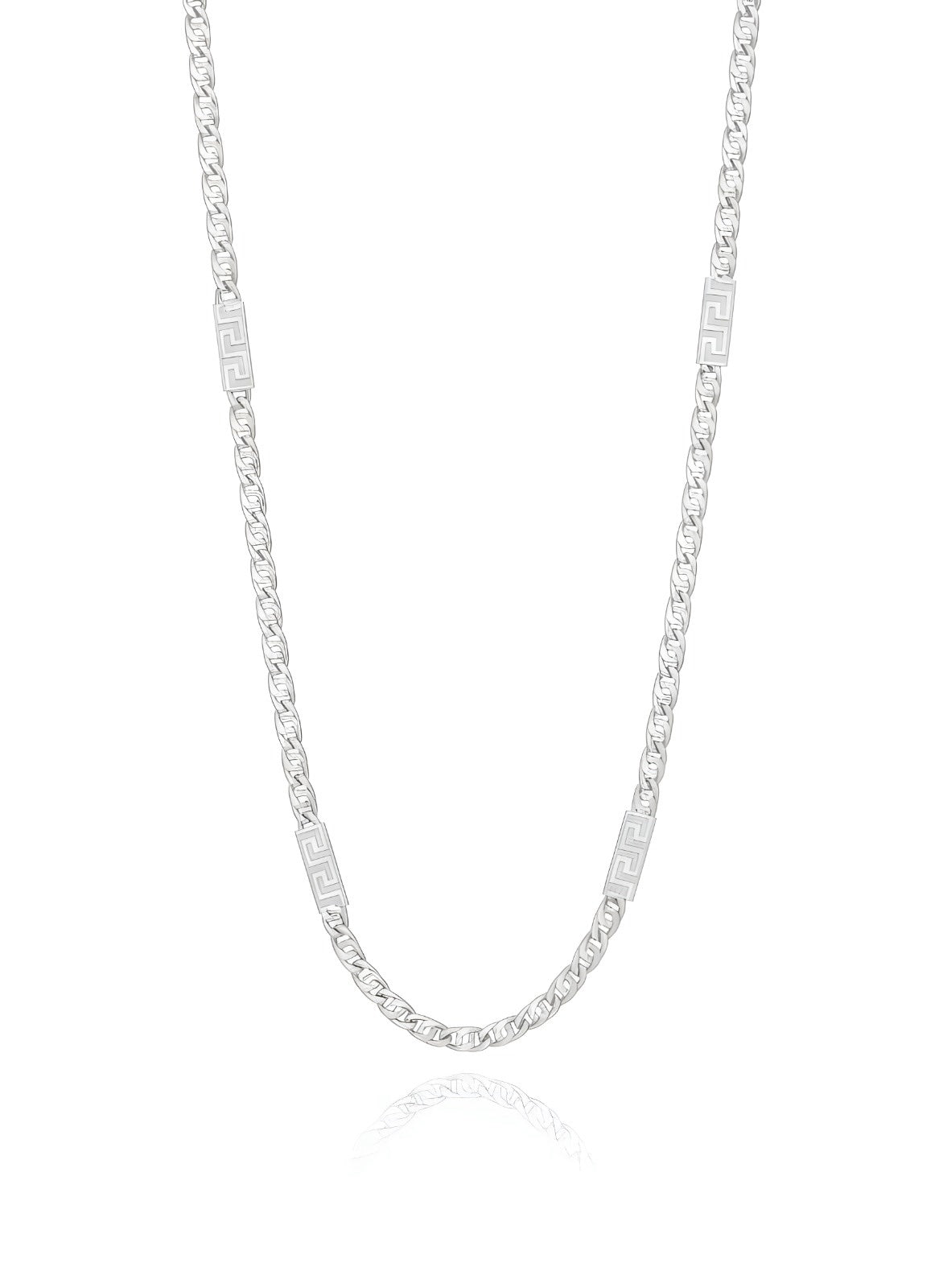 Italian Silver Mariner Chain with Greek Key Stati
