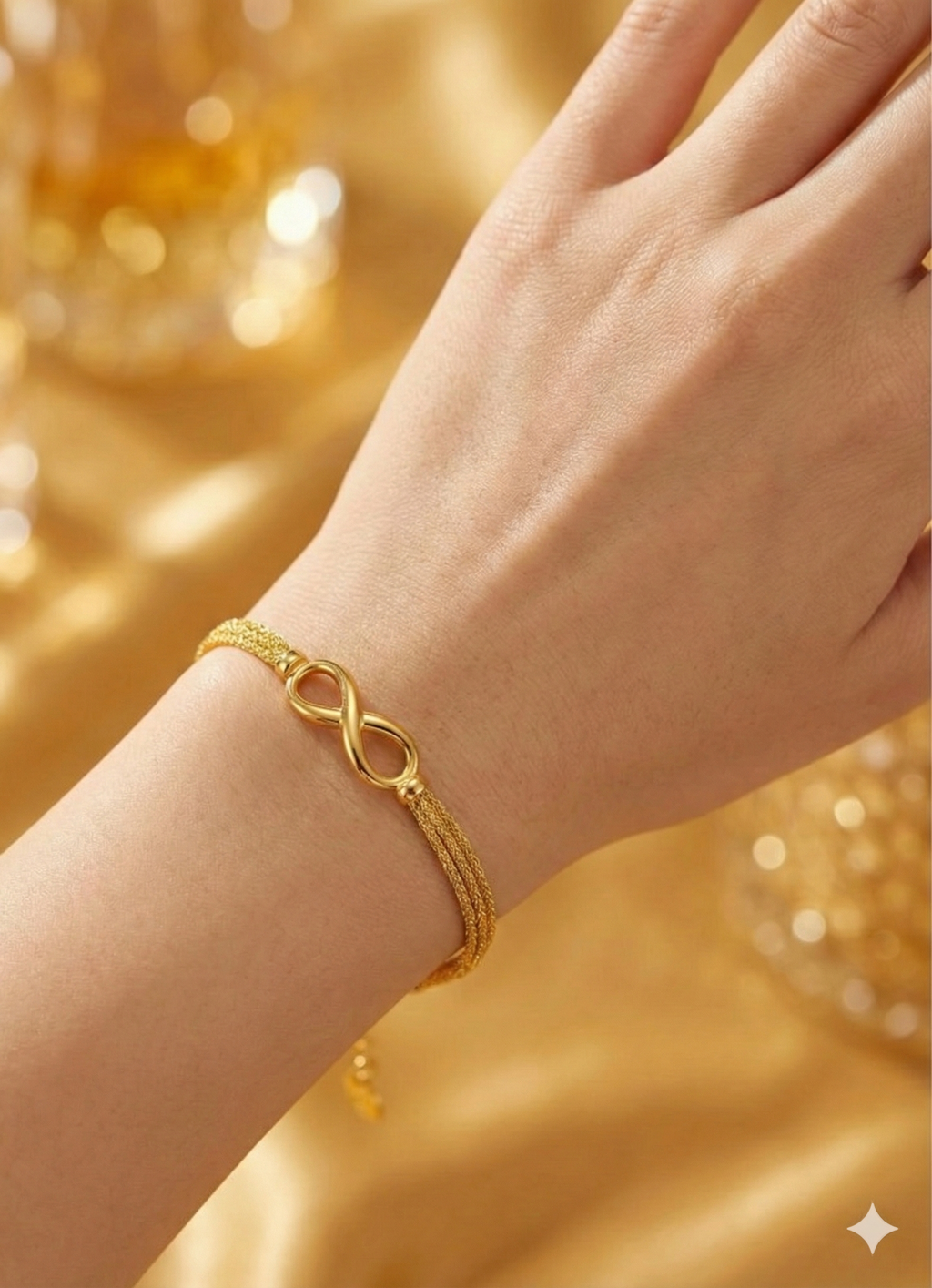 Gold Color Plated 925 Sterling Silver Infinity Bracelet