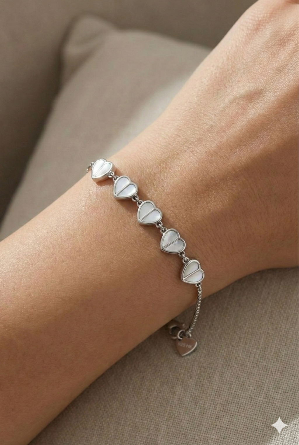 925 Sterling Silver Heart Link Bracelet