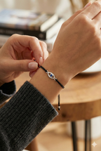 Adjustable Black Cord Evil Eye Bracelet