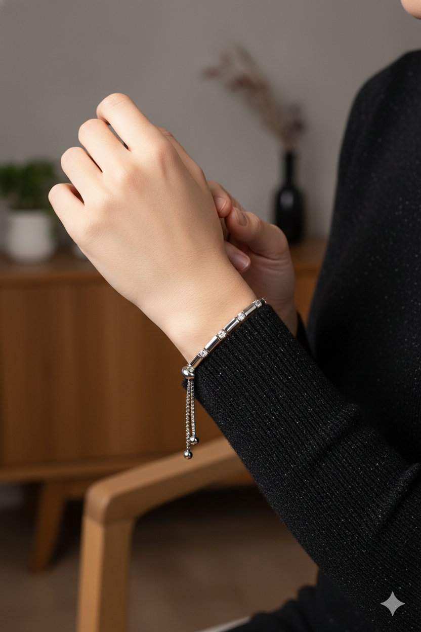 Silver Tone Adjustable Bolo Bracelet