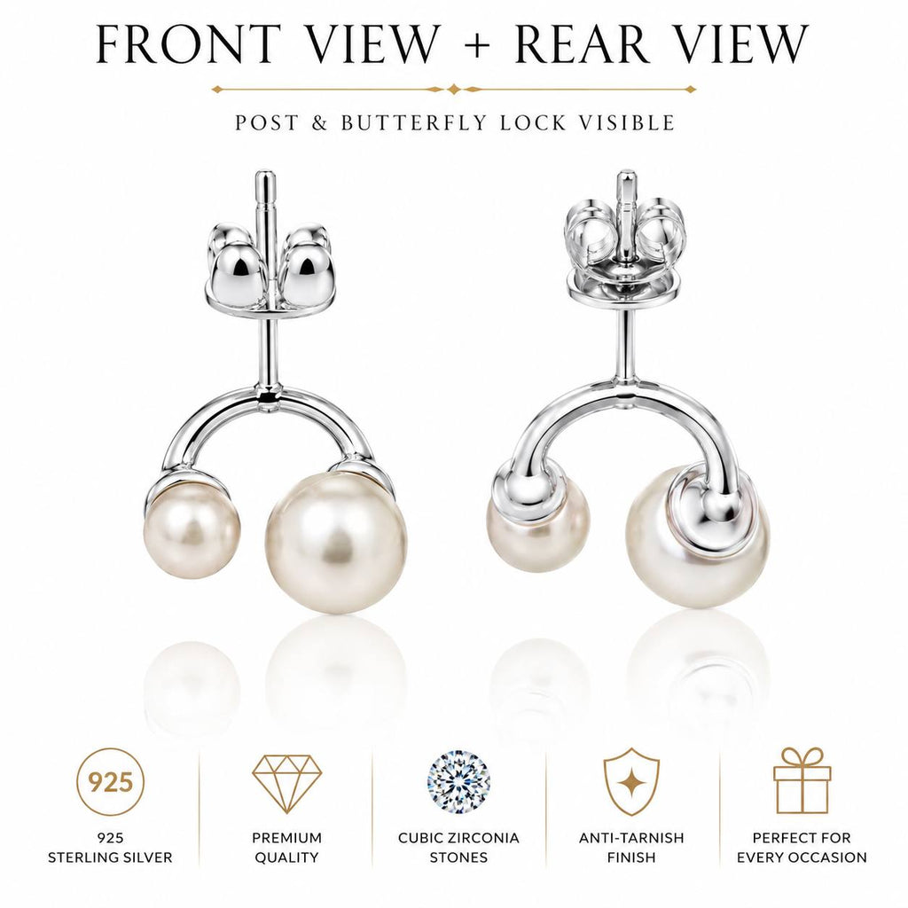 Luna Pearl Arc Drop Earrings