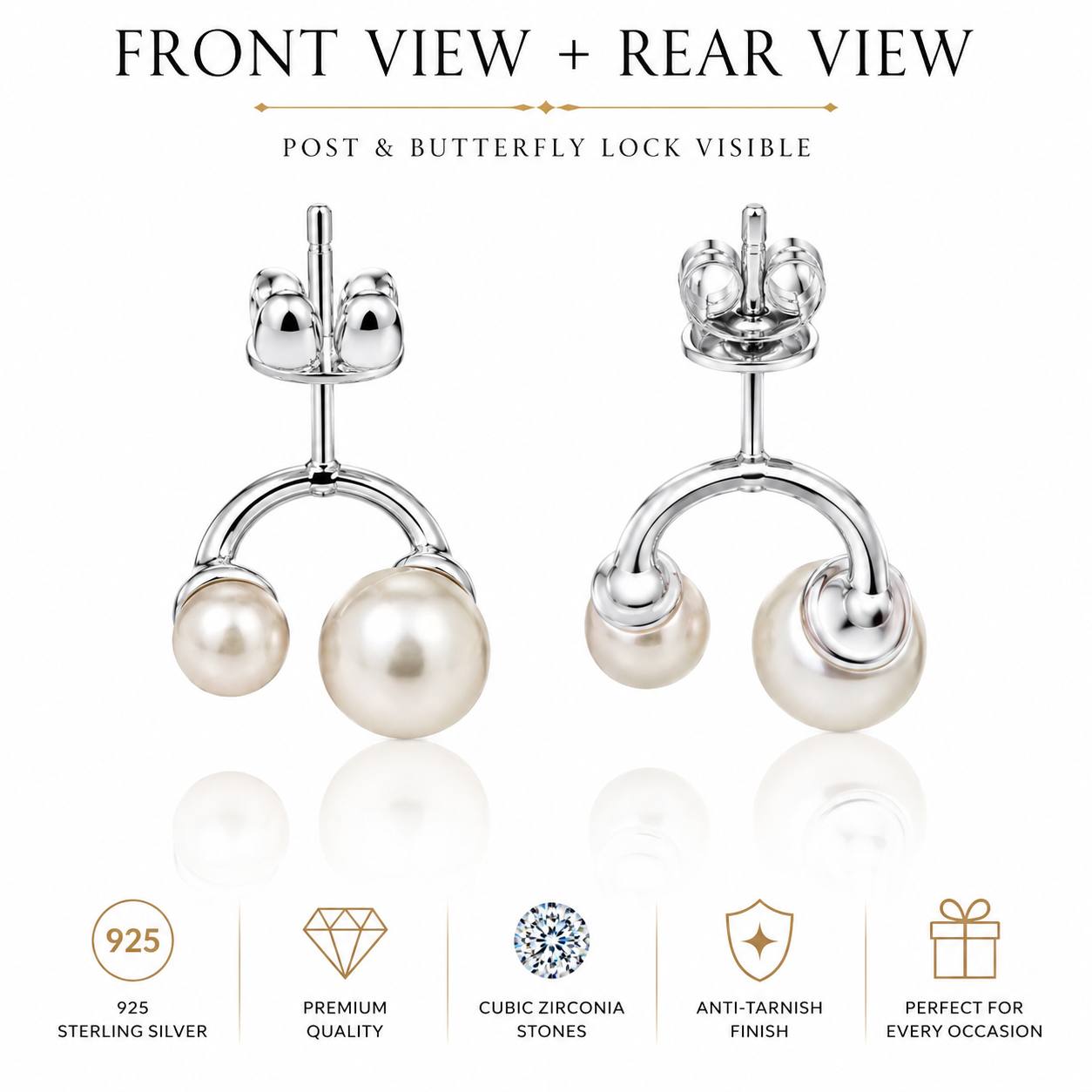 Luna Pearl Arc Drop Earrings