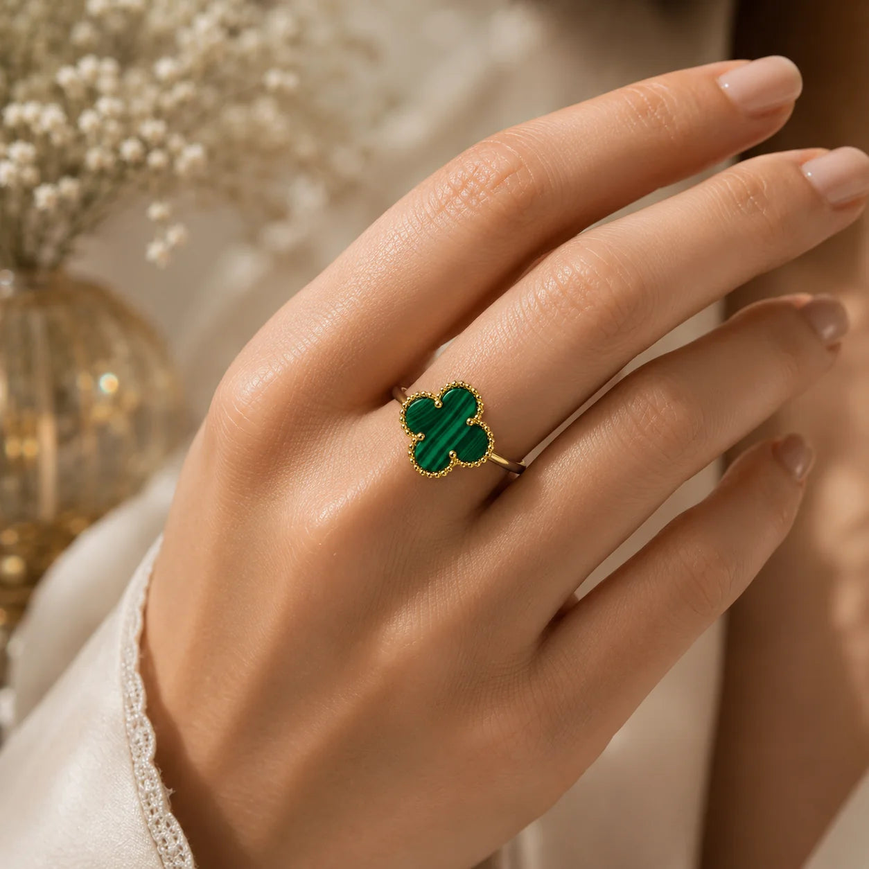 Trèfle Malachite Ring