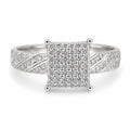 Carré Lumière Ring — Square Pavé Cluster Ring, 925 Italian Silver Rhodium Finish, 3.2g, Size 7, Engraved Shoulder Band — Fine Silver KSA — ring7.webp
