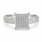 Carré Lumière Ring — Square Pavé Cluster Ring, 925 Italian Silver Rhodium Finish, 3.2g, Size 7, Engraved Shoulder Band — Fine Silver KSA — ring7.webp
