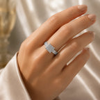 Carré Lumière Ring — Lifestyle Shot, Square Pavé Cluster Ring on Hand — Fine Silver KSA — ring8_lifestyle.webp
