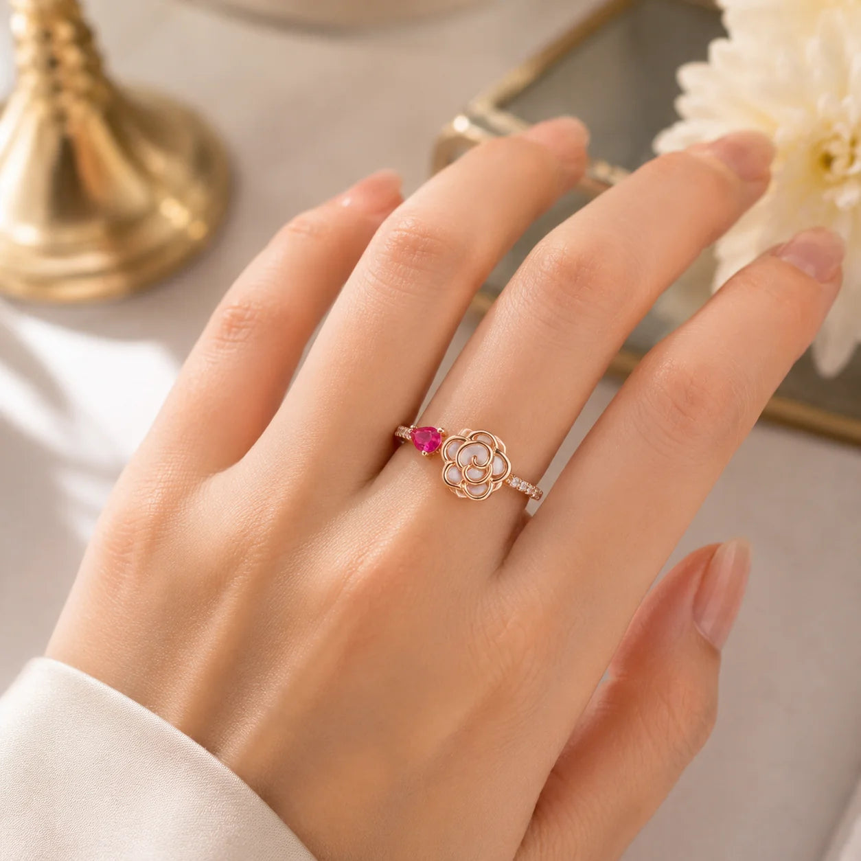 Rose Camélia Ring