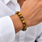 Éclat Fauve · Men's Tiger Eye Beaded Bracelet