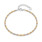 Trilogie Scintillante | Tricolour Beaded Anklet, 925 Silver