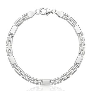 925 Italian Silver Geometric Alternating Bar Bracelet
