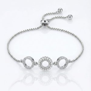 925 Sterling Silver Triple Circle Bolo Bracelet