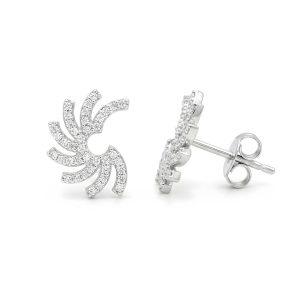 Sparkling Silver Pave Swirl Stud Earrings