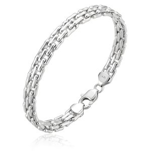 925 Italian Silver Woven Brick Link Brace
