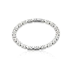 925 Italian Silver Flat Byzantine Link Bracelet